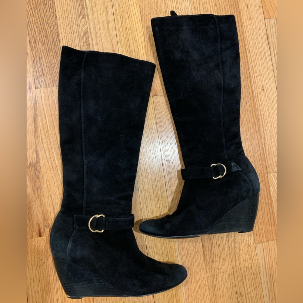 Cole Haan Nike Air black wedge suede boots, 8.5b